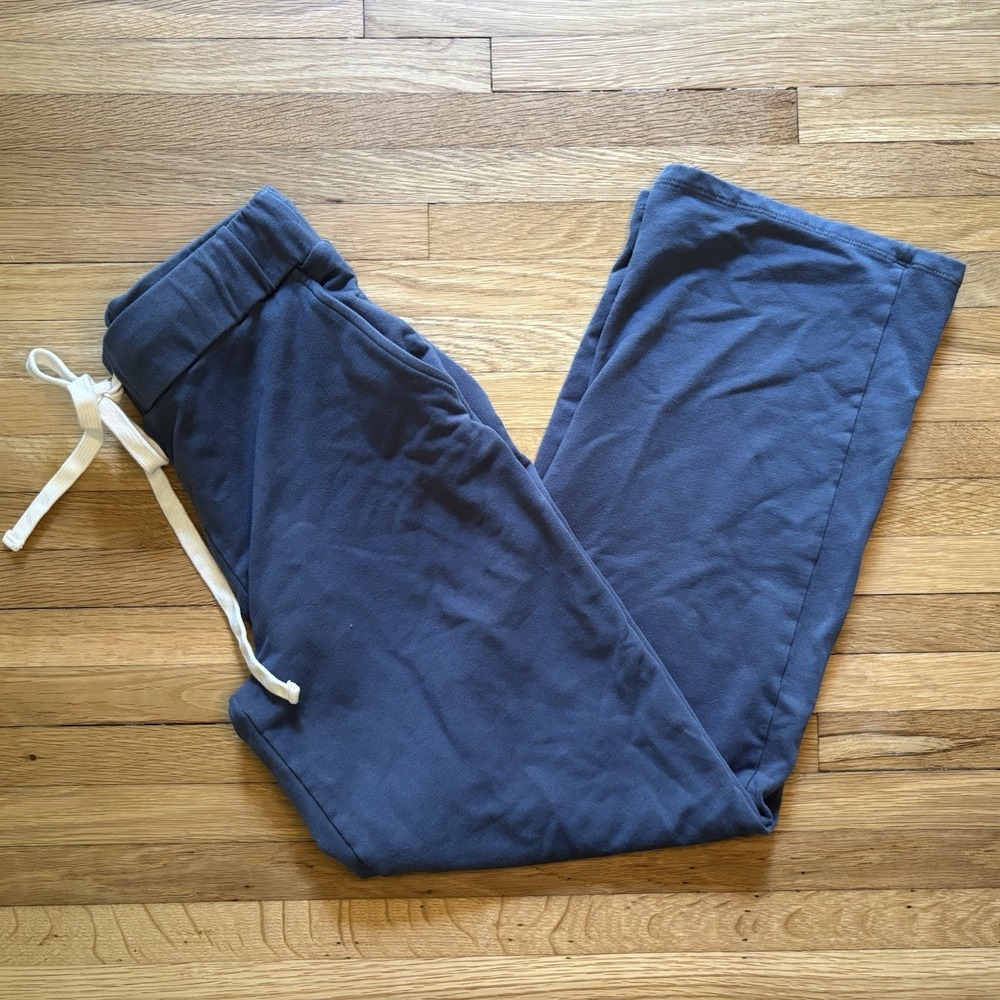 Monrow Sweatpants Lounge Navy Blue Cotton Modal Blend Drawstring Womens Medium